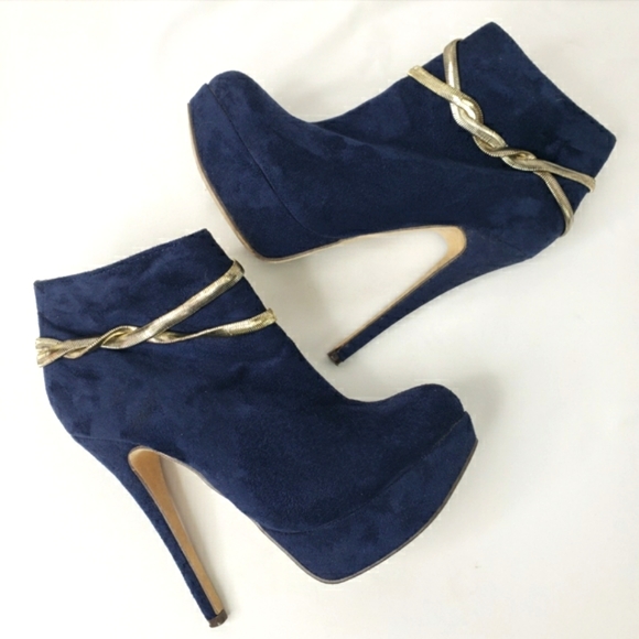 Michael Antonio Shoes - Michael Antonio Blue Suede Booties